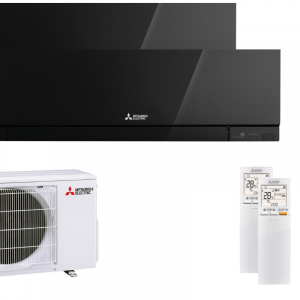 Mitsubishi Electric Set 2 Wandgeräte Premium 2,5 kW 2 x MSZ-EF25VGKB + MXZ-2F42VF5 | WiFi | R32